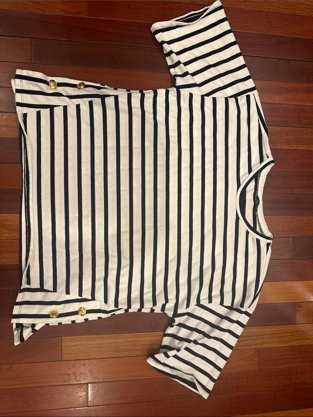 Zara Black and White Striped Short Sleeve Top